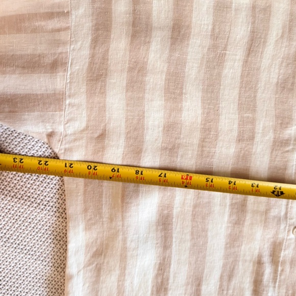 H&M Beige Striped Linen Shirtdress Maxi Dress Button Up Shirt Dress - Picture 12 of 13